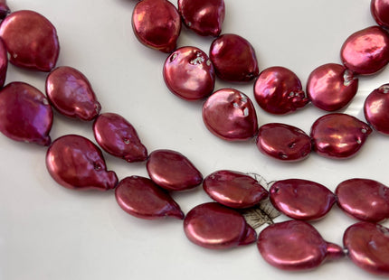 15-18 mm Large Freshwater Coin Pearls Cranberry Color Genuine Freshwater Coin Pearls Limited Edition Cranberry Color Coin Beads #700
