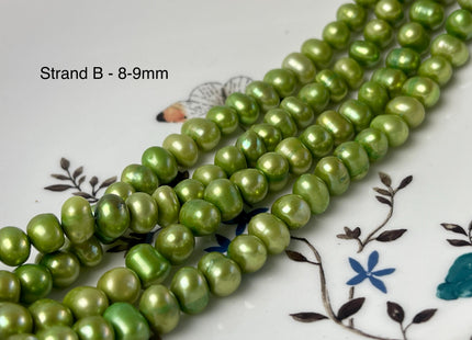 8-9 mm AA Light Green Color Potato Freshwater Pearl Beads Genuine Cultured Freshwater Pearl Beads #P3013