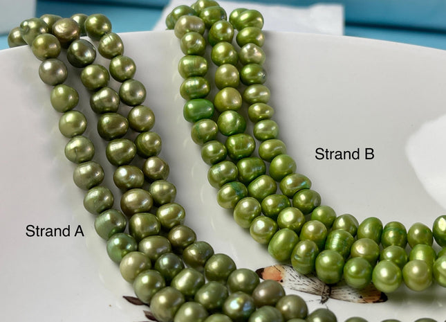 8-9 mm AA Light Green Color Potato Freshwater Pearl Beads Genuine Cultured Freshwater Pearl Beads #P3013
