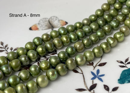 8-9 mm AA Light Green Color Potato Freshwater Pearl Beads Genuine Cultured Freshwater Pearl Beads #P3013