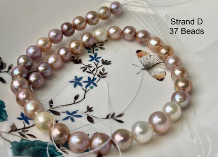 10-13 mm AAA Natural Multi White Pink Freshwater Baroque/Edison Pearl Beads Off Round Shape Genuine Edison Freshwater Pearl #P3049