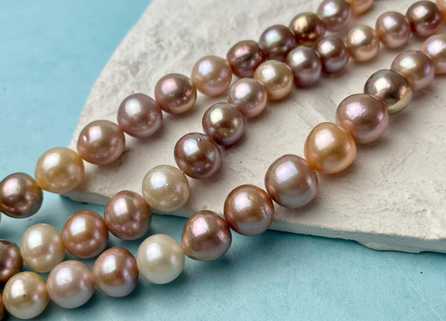 10-13 mm AAA Natural Multi White Pink Freshwater Baroque/Edison Pearl Beads Off Round Shape Genuine Edison Freshwater Pearl #P3049
