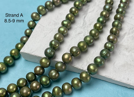 8-9 mm AA Green Teal Yellow Color Off Round Freshwater Pearl Beads Genuine Cultured Freshwater Pearl Beads #P3014