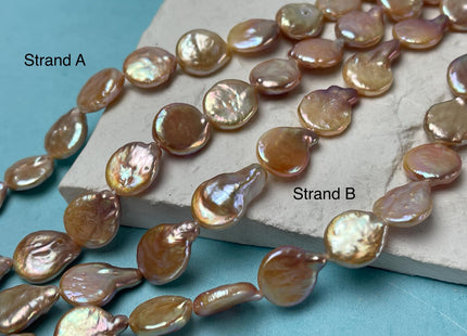 12-12.5 mm Natural Mixed Mauve Pink Freshwater Coin Pearl Genuine Natural Small Tear Drop Coin Pearls Beads #P3015