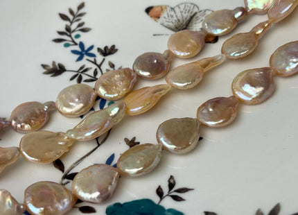 12-12.5 mm Natural Mixed Mauve Peach Pink Freshwater Coin Pearl Genuine Natural Small Tear Drop Coin Pearls Beads #P3017