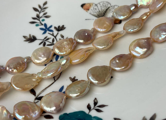 12-12.5 mm Natural Mixed Mauve Peach Pink Freshwater Coin Pearl Genuine Natural Small Tear Drop Coin Pearls Beads #P3017