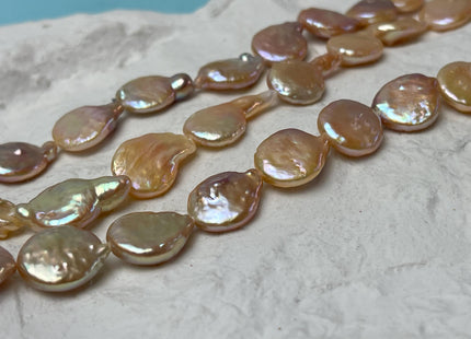 12-12.5 mm Natural Mixed Mauve Peach Pink Freshwater Coin Pearl Genuine Natural Small Tear Drop Coin Pearls Beads #P3017