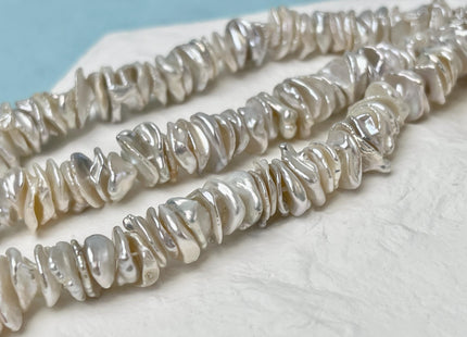 10 mm AAAA Very Rare Natural White Keshi Freshwater Pearl Beads Center Drilled High Luster Cornflakes Shape Keshi Chips Pearls #P3052