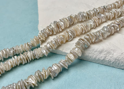 10 mm AAAA Very Rare Natural White Keshi Freshwater Pearl Beads Center Drilled High Luster Cornflakes Shape Keshi Chips Pearls #P3052