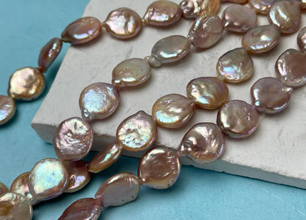 12-12.5 mm Natural Mixed Mauve Pink Freshwater Coin Pearl Genuine Natural Small Tear Drop Coin Pearls Beads #P3019