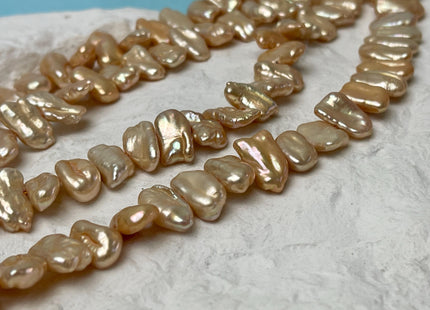 8-9x12-19 mm AA Light Champagne Biwa Stick Freshwater Pearl Beads Genuine Cultured Center Drilled Biwa Freshwater Pearl Beads #P3023