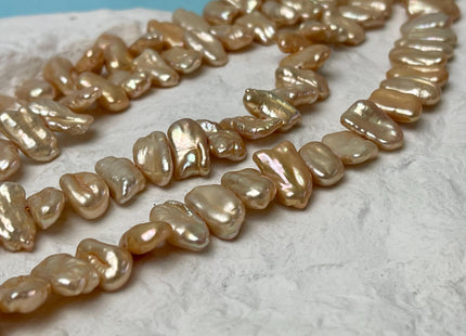 8-9x12-19 mm AA Light Champagne Biwa Stick Freshwater Pearl Beads Genuine Cultured Center Drilled Biwa Freshwater Pearl Beads #P3023