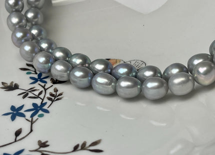 8-9x10-11 mm AAA Silver Gray Color Freshwater Pearls Rice/Oval Shape Pearl Beads Genuine High Luster Smooth Freshwater Pearls #P3025