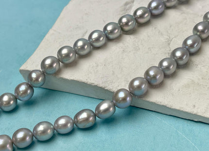 8-9x10-11 mm AAA Silver Gray Color Freshwater Pearls Rice/Oval Shape Pearl Beads Genuine High Luster Smooth Freshwater Pearls #P3025