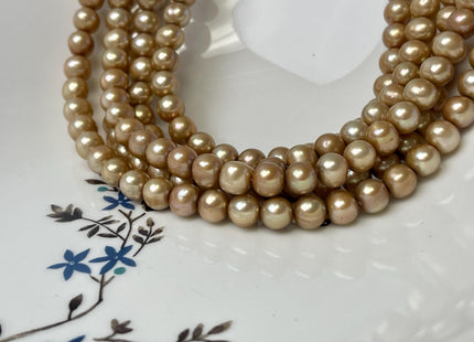 7-7.5 mm Taupe Champagne Brown Color Off Round Freshwater Pearl Beads Genuine Cultured Freshwater Pearl Beads Off Round Pearl Beads #P3027