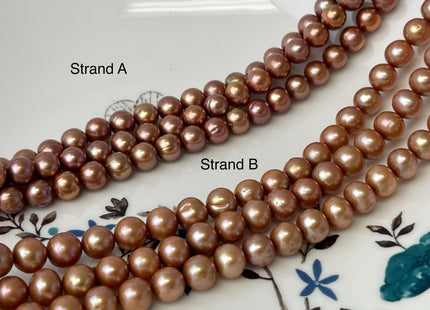 6-7 mm Taupe Champagne Brown Color Off Round Freshwater Pearl Beads Genuine Cultured Freshwater Pearl Beads Off Round Pearl Beads #P2602