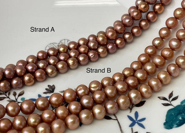 6-7 mm Taupe Champagne Brown Color Off Round Freshwater Pearl Beads Genuine Cultured Freshwater Pearl Beads Off Round Pearl Beads #P2602