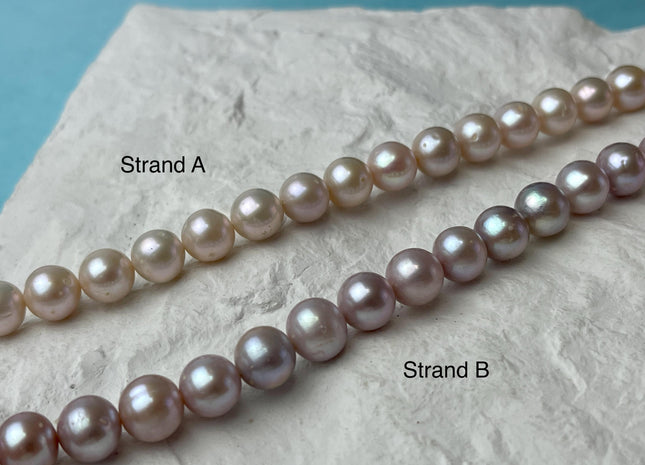 8-9 mm AA Natural Light Mauve Peach Pink Color Off Round Freshwater Pearl Beads Genuine Natural Freshwater Round Pearls 45 Pieces #P3040