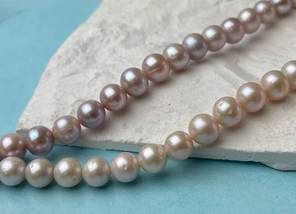 8-9 mm AA Natural Light Mauve Peach Pink Color Off Round Freshwater Pearl Beads Genuine Natural Freshwater Round Pearls 45 Pieces #P3040