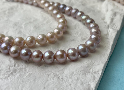 8-9 mm AA Natural Light Mauve Peach Pink Color Off Round Freshwater Pearl Beads Genuine Natural Freshwater Round Pearls 45 Pieces #P3040