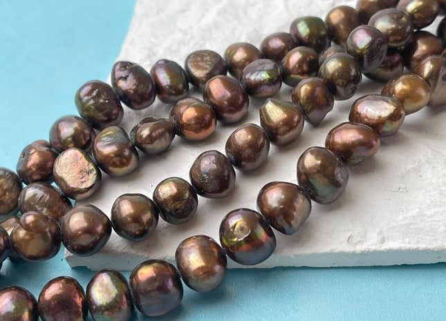 10-12 mm AA Dark Chocolate Brown Color Freshwater Pearl Nugget Beads Dark Brown High Luster Genuine Large Nugget Pearls #P3043