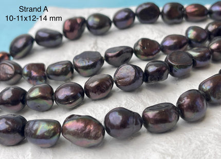 10-11x12-15 mm AA Dark Brown Peacock Color Freshwater Pearl Rice Nugget Beads Dark Brown Genuine Rice Nugget Pearls #P3047