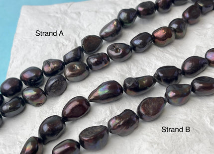 10-11x12-15 mm AA Dark Brown Peacock Color Freshwater Pearl Rice Nugget Beads Dark Brown Genuine Rice Nugget Pearls #P3047
