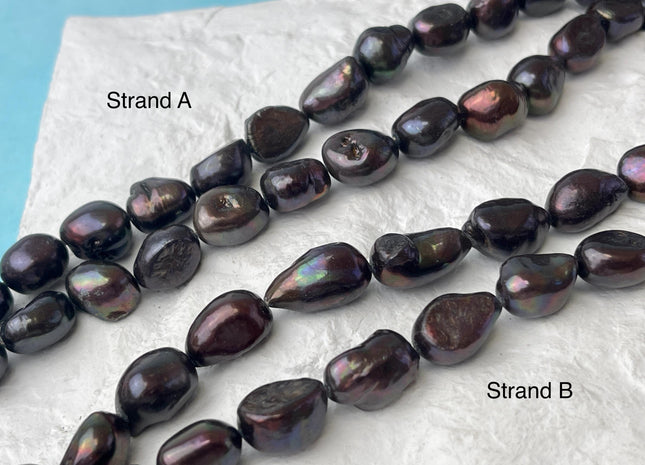 10-11x12-15 mm AA Dark Brown Peacock Color Freshwater Pearl Rice Nugget Beads Dark Brown Genuine Rice Nugget Pearls #P3047