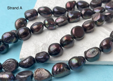 10-11x12-15 mm AA Dark Brown Peacock Color Freshwater Pearl Rice Nugget Beads Dark Brown Genuine Rice Nugget Pearls #P3047