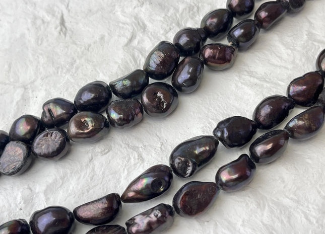 10-11x12-15 mm AA Dark Brown Peacock Color Freshwater Pearl Rice Nugget Beads Dark Brown Genuine Rice Nugget Pearls #P3047