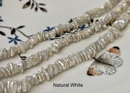 7 mm AAA Very Rare Natural White Keshi Freshwater Pearl Beads Center Drilled Cornflakes Shape Keshi Chips Pearls #P3051