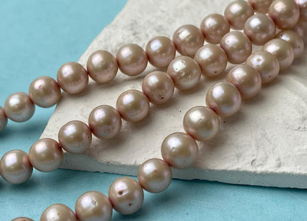 9-9.5 mm AA Light Beige Champagne Off Round Freshwater Pearl Beads Genuine Pearl Beads Light Champagne Freshwater Pearls 45 Beads #P3045