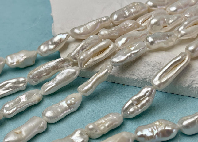 8-10x18-25 mm Natural White Biwa Stick Freshwater Pearls Genuine Natural Freshwater Pearl Beads B Grade #P3053