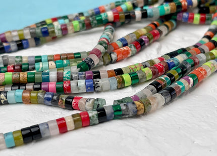 2x4 mm Mixed Amethyst Jasper Jade Malachite Heishi Rondelle Shape Gemstones Loose Beads 15.5 Inches Strand #4433