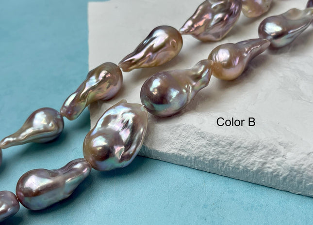 15-18x30 mm AAA Rare Natural Mauve Pink Baroque Pearl Genuine High Luster Quality Pearl With Iridescent Color #P2977