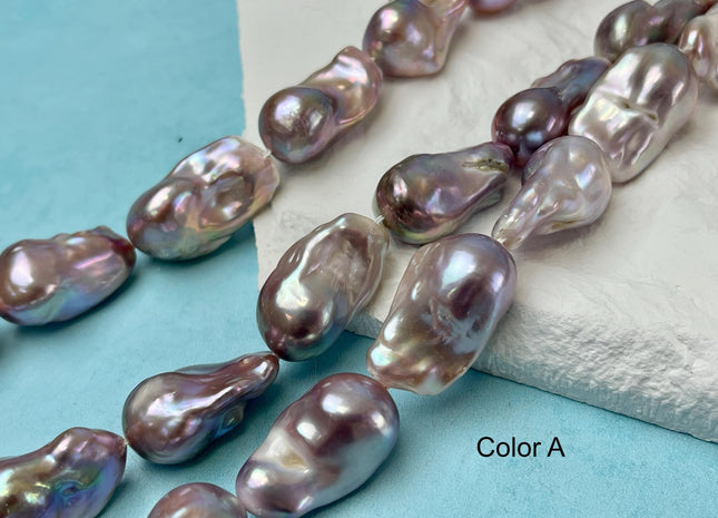 15-18x30 mm AAA Rare Natural Mauve Pink Baroque Pearl Genuine High Luster Quality Pearl With Iridescent Color #P2977