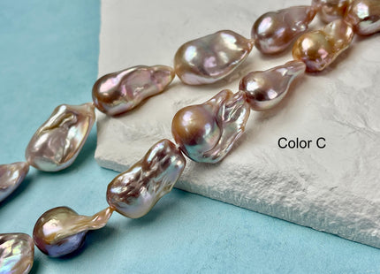 15-18x30 mm AAA Rare Natural Mauve Pink Baroque Pearl Genuine High Luster Quality Pearl With Iridescent Color #P2977
