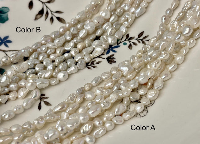 5-6x6-9 mm Natural White Keshi Freshwater Pearls Beads Genuine Nugget Shape Small Keshi Freshwater Pearl #P3055