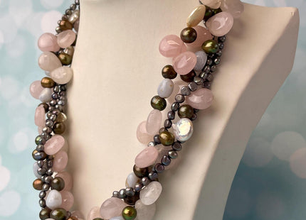 20 Inches 10-17 mm Natural White Coin Gray Nugget Rose Quartz Chalcedony Coin Freshwater Top Drilled Pearl Necklace Genuine Pearls #P3032