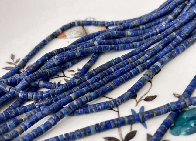 2x3.5 mm Natural Multi Blue Lapis Heishi Rondelle Shape Genuine Lapis Discs Gemstone Loose Beads 14.5 Inches Strand #4692