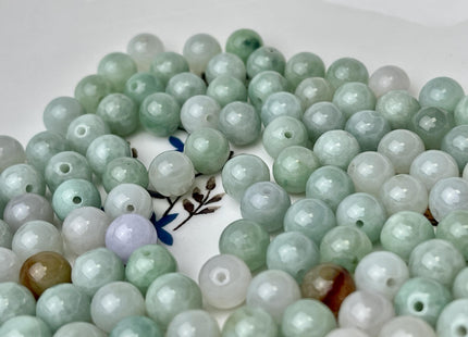 5 Pieces 8 mm Natural Green Brown Color Smooth Round Shape Burmese Jade Beads 1.5 mm Hole Large Hole Round Jade Beads #4694