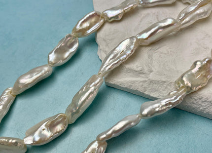 11-13x24-27 mm Large Hole White Biwa Stick Freshwater Pearl Beads Hole Size 2.2 mm Genuine Jumbo Freshwater Biwa Stick Pearl Beads #P3180