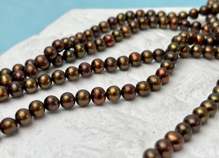 5.5-6 mm AAA Dark Chocolate Brown Off Round Freshwater Pearl Beads Genuine Dark Brown Off Round Freshwater Pearls #P3186