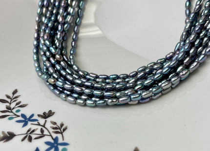 3x5-6 mm 4x6-7mm AAA Blue Peacock Color Oval/Rice Freshwater Pearl Genuine Very Rare High Quality/Luster Peacock Long Oval Pearl #P3189