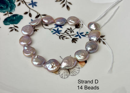 11-12mm AA Half Strand Natural Mauve Pink Large Hole Coin Freshwater Pearl Hole Size 1.2mm #P2955