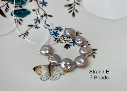 11-12mm AA Half Strand Natural Mauve Pink Large Hole Coin Freshwater Pearl Hole Size 1.2mm #P2955