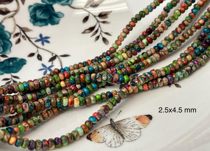 2.5x4.5 mm 5x8 mm Smooth Rondelle Impression Jasper Sea Sediment Jasper Beads Rainbow Pink Green Turquoise Blue Purple Color #4535