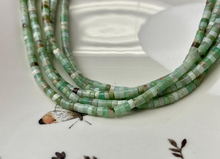 2x4 mm Green White Brown Color Chrysoprase Heishi Rondelle Shape 15.5 Inches Strand #4722