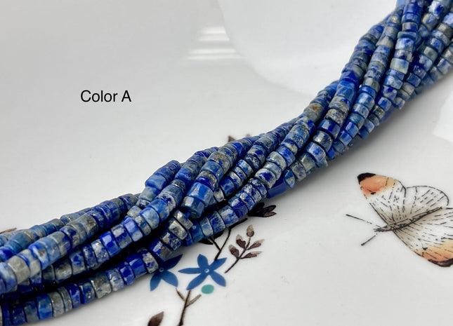 4mm 5mm 6mm Rondelle Heishi Tire Shape Natural Blue Lapis Gemstone Beads Genuine Quality Rondelle Lapis Loose Beads 13 Inches #4443
