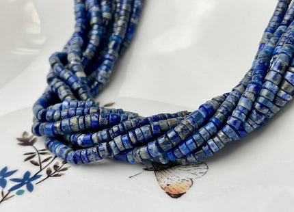 4mm 5mm 6mm Rondelle Heishi Tire Shape Natural Blue Lapis Gemstone Beads Genuine Quality Rondelle Lapis Loose Beads 13 Inches #4443